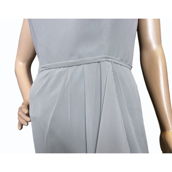 DAVID's BRIDAL Blue  Sz 2 Halter Neck Chiffon Bride's Maid Prom Dress Side Slit - Picture 5 of 16